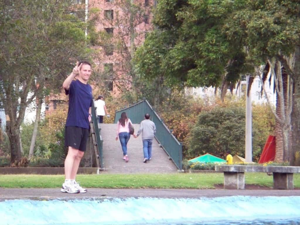 Steve running in the park in Quito Ecuador